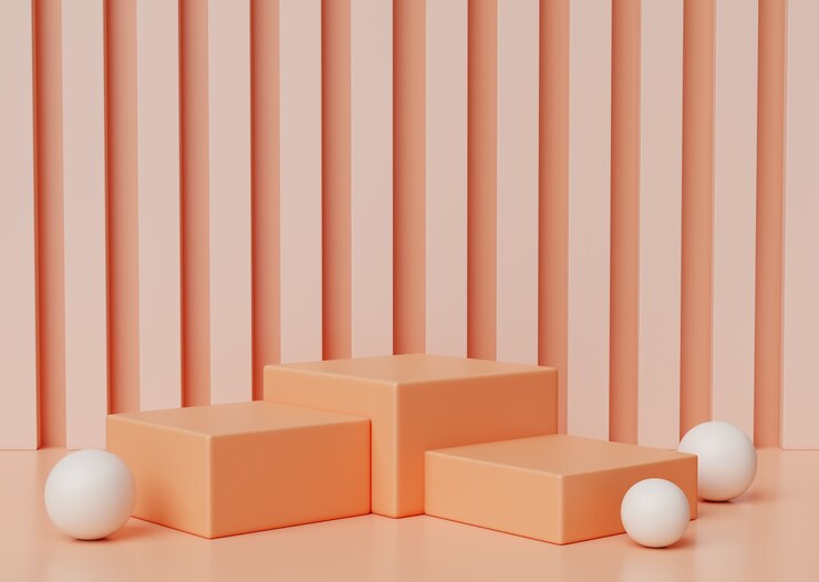 Kostenlose PSD 3d-illustration mit pfirsichfarbenem podium