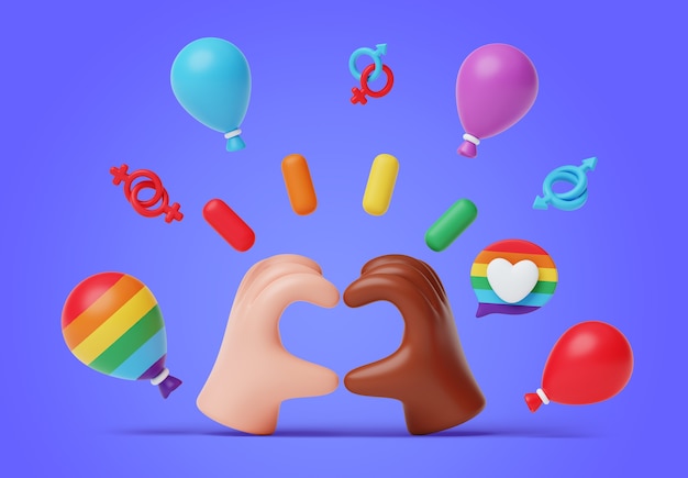 3d-illustration mit pride-monat lgbti noch leben