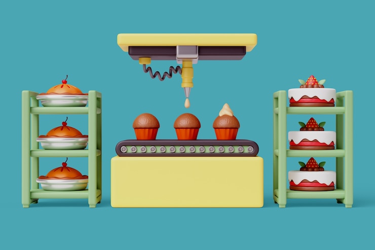 Kostenlose PSD 3d-illustration zur lebensmittelherstellung