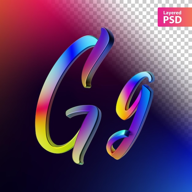 Kostenlose PSD 3d kalligraphischer regenbogenfarbbuchstabe