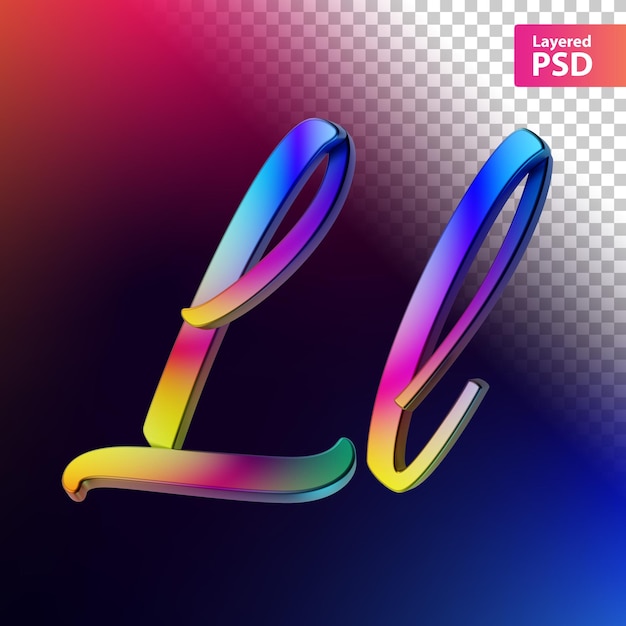 Kostenlose PSD 3d kalligraphischer regenbogenfarbbuchstabe