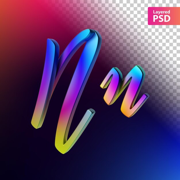 3d kalligraphischer Regenbogenfarbbuchstabe