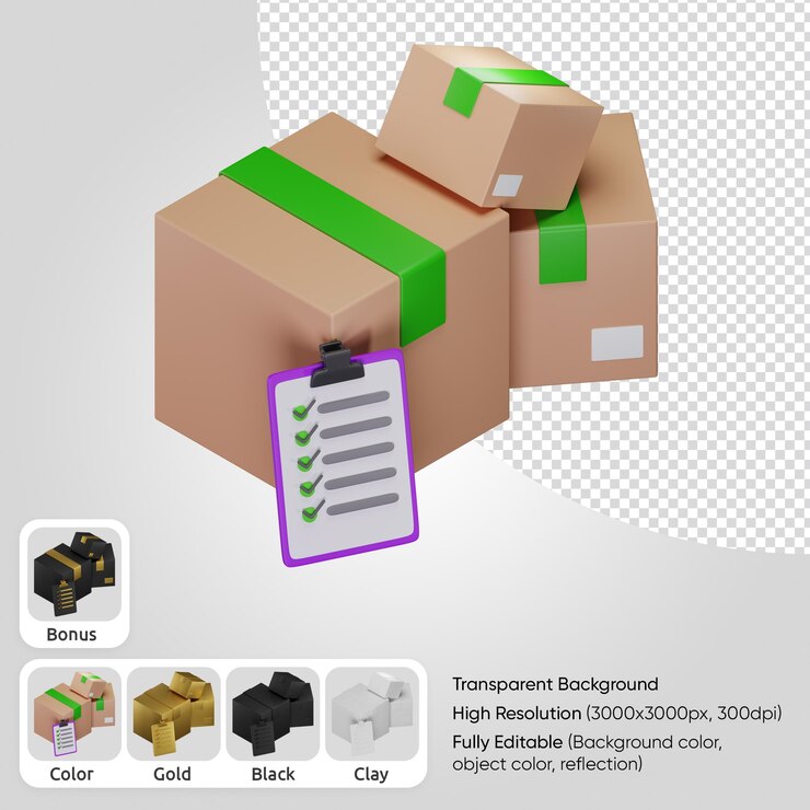 Kostenlose PSD 3d-kartons mit isometrischer liste