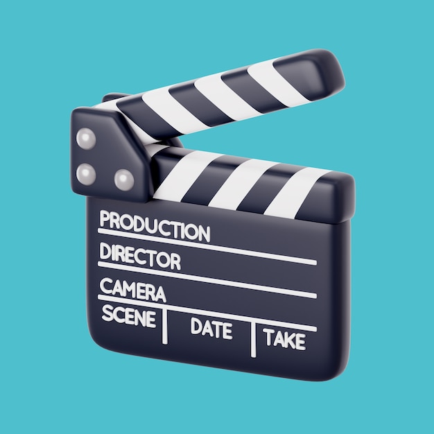 3D-Kino-Icon-Illustration mit Klappe
