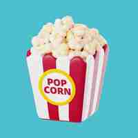 Kostenlose PSD 3d-kino-icon-illustration mit popcorn