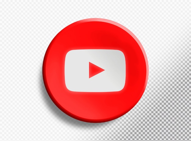 3d-kreis mit isoliertem youtube-logo auf transparentem hintergrund