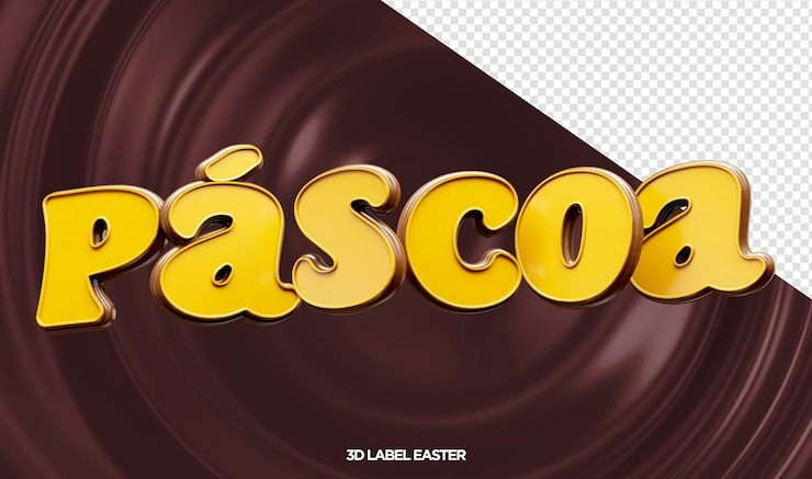 Kostenlose PSD 3d-logo ostern mit schokolade feliz pascoa in brasilien