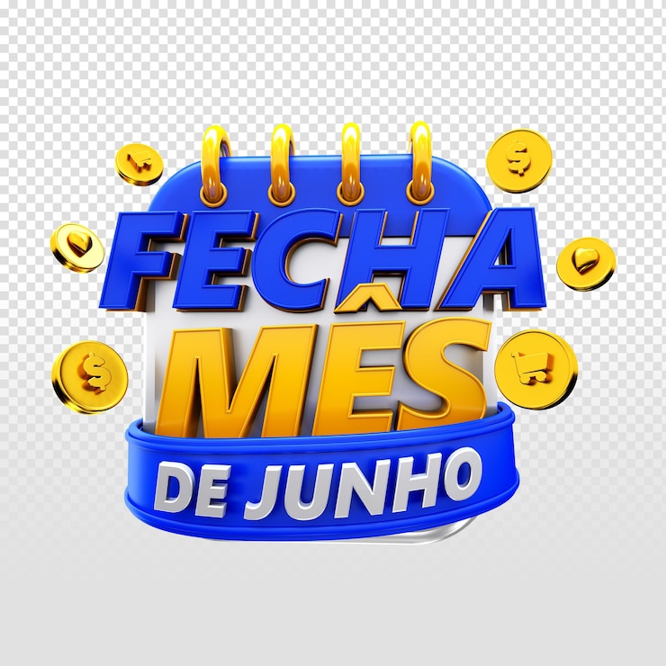 Kostenlose PSD 3d-logo schließt den monat juni rabatt aktion des monats supermarkt brasilien