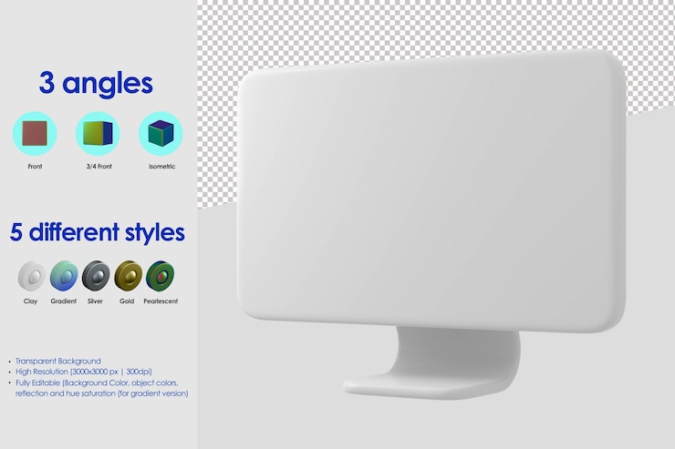 Kostenlose PSD 3d-monitorsymbol