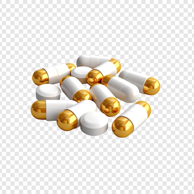 Kostenlose PSD 3d pillen arzneimittel isoliert auf durchsichtigem hintergrund