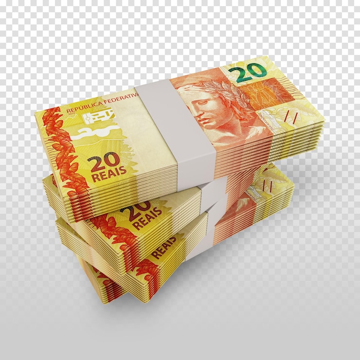 Kostenlose PSD 3d realistische währung geld von brasilien 20 reals