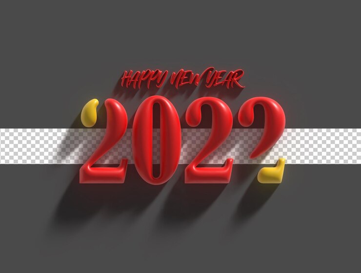 Kostenlose PSD 3d render frohes neues jahr 2022 transparente psd-datei