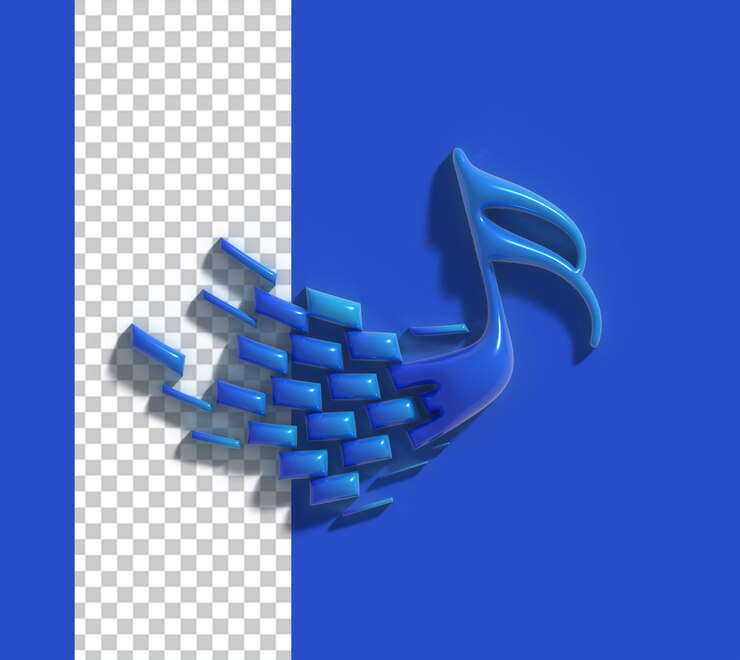 Kostenlose PSD 3d-render-musiknote durchsichtiges psd-design