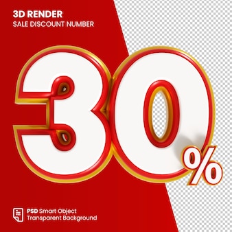3d-render-verkaufsrabattnummer 30 prozent