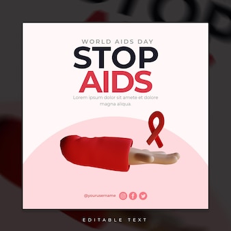 3d render world aids day social media beitragsvorlage