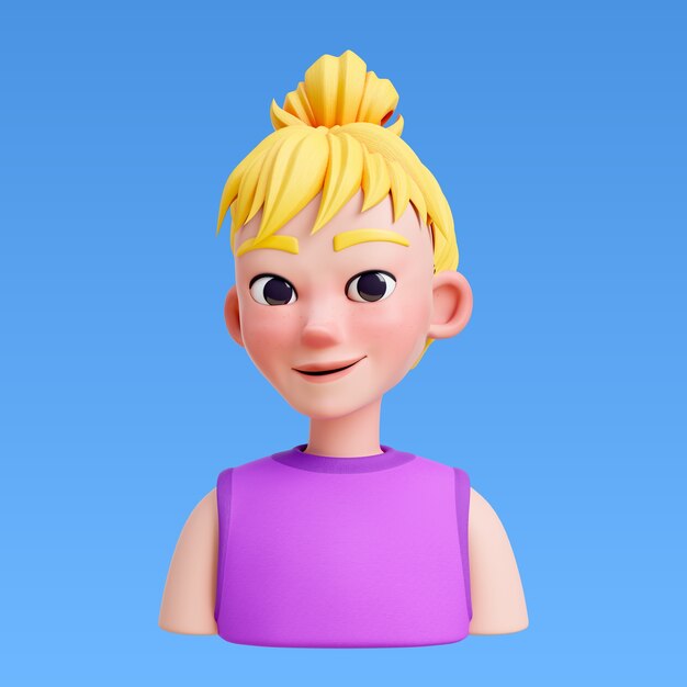 3D-Rendering der Frisur für das Avatar-Design