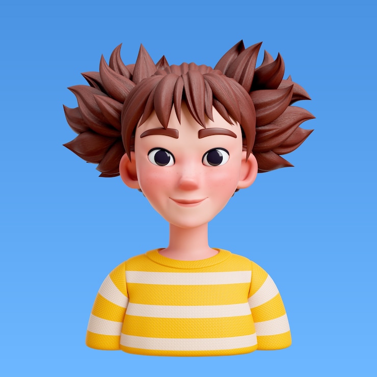 Kostenlose PSD 3d-rendering der frisur für das avatar-design