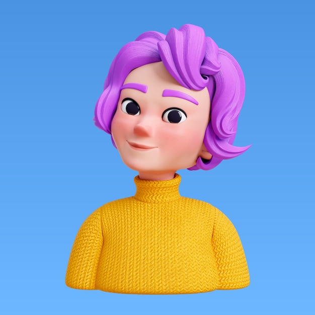 3D-Rendering der Frisur für das Avatar-Design