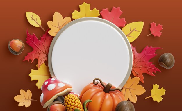 3D-Rendering der Herbstverkäufe mit leerem Banner-Hintergrund