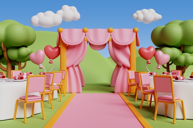 3D-Rendering der Hochzeitsillustration