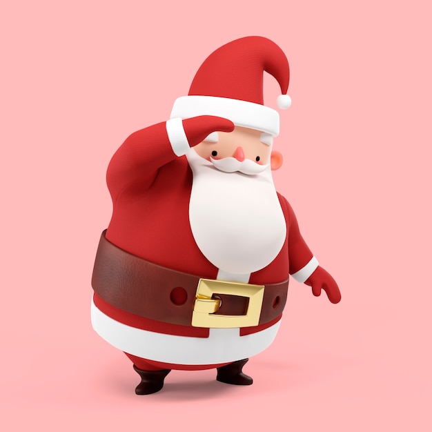 Kostenlose PSD 3d-rendering der weihnachtsmann-pose