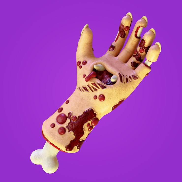 Kostenlose PSD 3d-rendering der zombie-hand