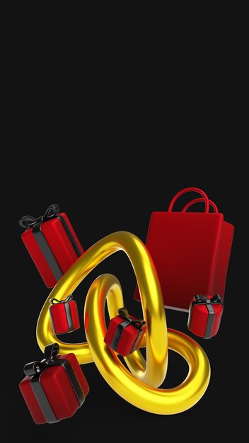3D-Rendering des Black Friday-Verkaufs-Hintergrunds
