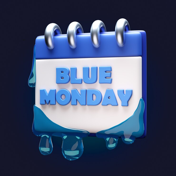 Kostenlose PSD 3d-rendering des blauen montag-symbols