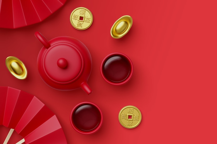 Kostenlose PSD 3d-rendering des chinesischen neujahrs-hintergrunds