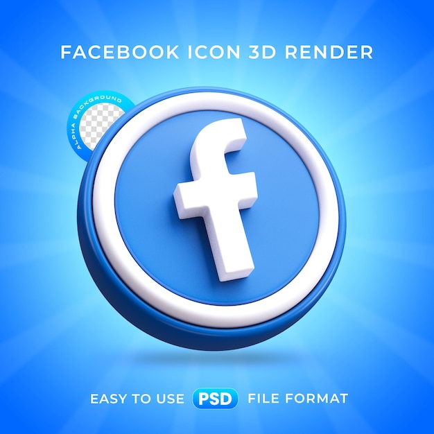 3d-rendering des facebook-logos für soziale medien