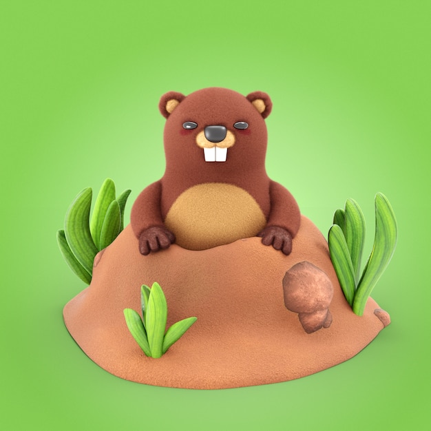 3D-Rendering des Groundhog-Tags-Icons