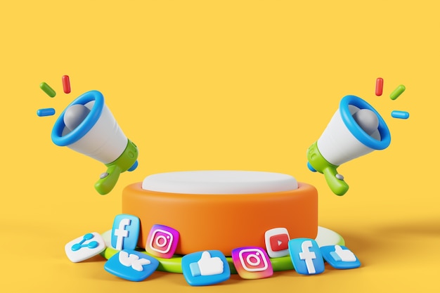 3D-Rendering des Hintergrunds des Marketingpodiums