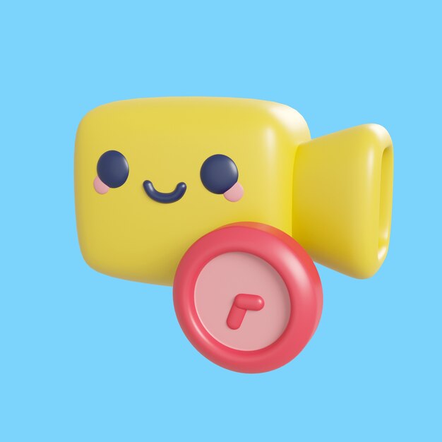 3D-Rendering des Kawaii-Zeit- und Datums-Icons