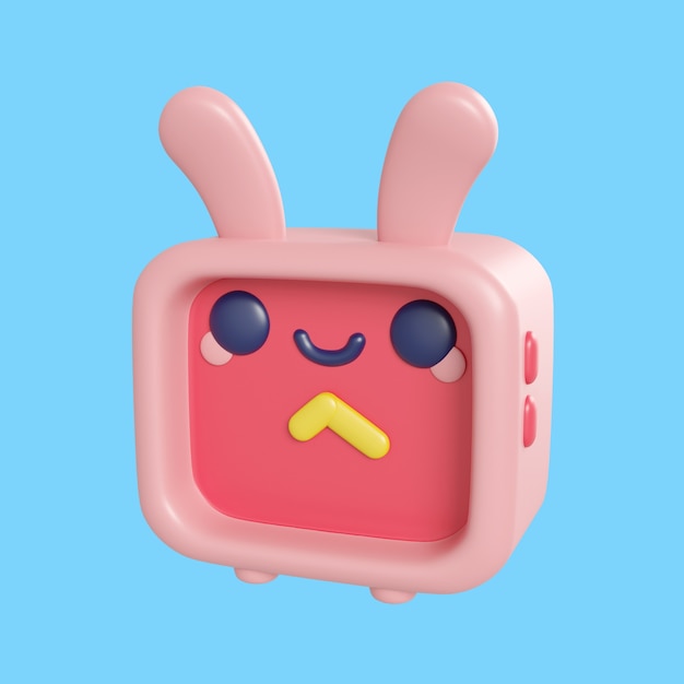 3D-Rendering des Kawaii-Zeit- und Datums-Icons