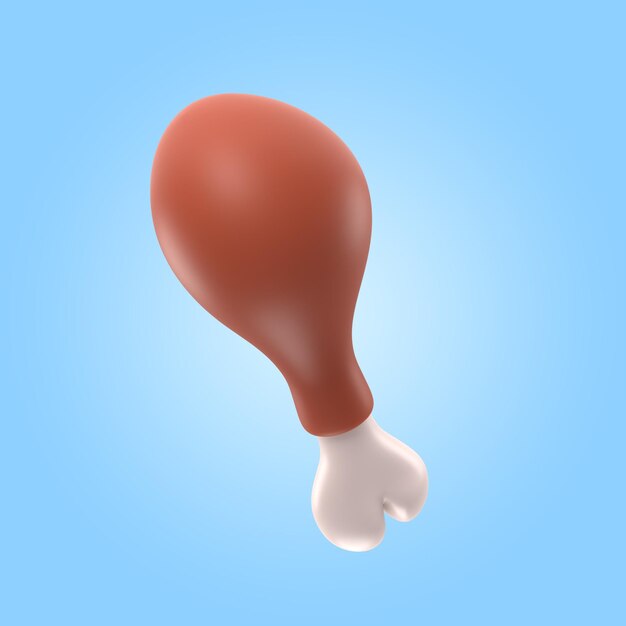 3D-Rendering des köstlichen gebratenen Hühnerbeins