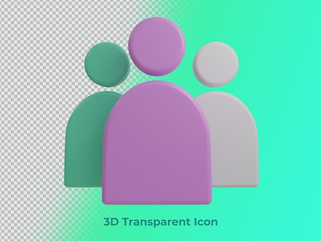 3d-rendering des kontaktavatarsymbols mit transparenter vorderansicht des hintergrunds