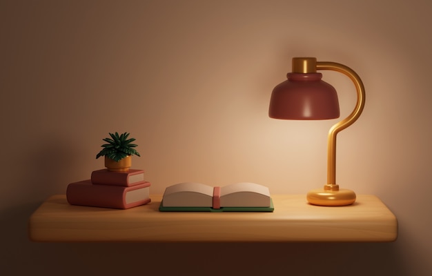 3D-Rendering des Nachttisches Stillleben-Hintergrund
