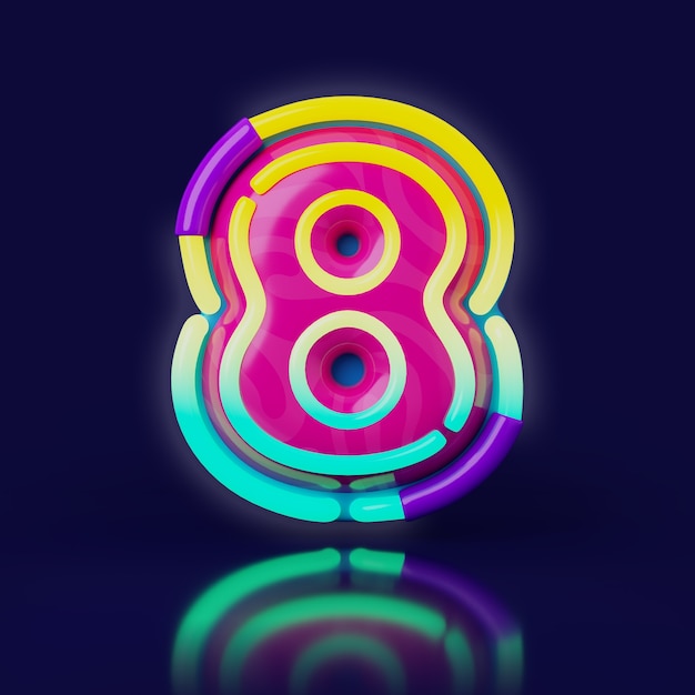 Kostenlose PSD 3d-rendering des neon-zahlen-symbols