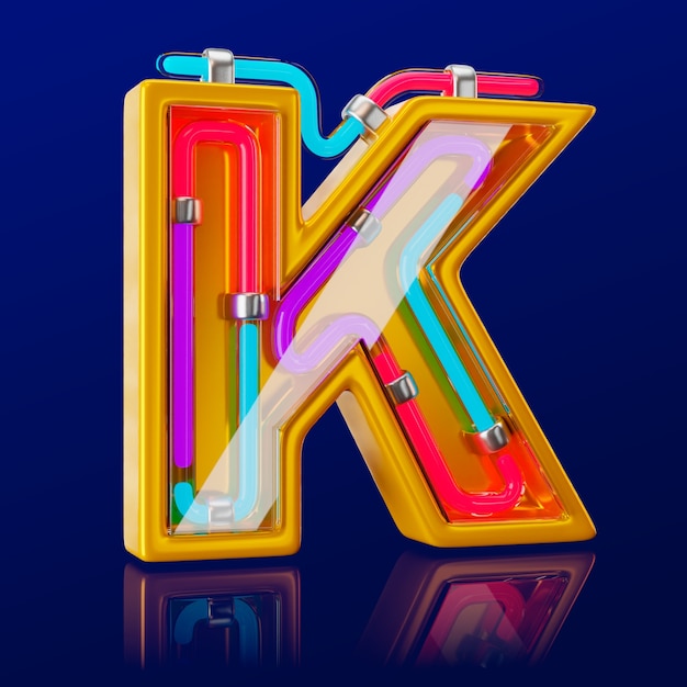 3D-Rendering des Neonbuchstaben-Symbols