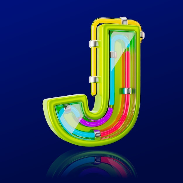 3D-Rendering des Neonbuchstaben-Symbols