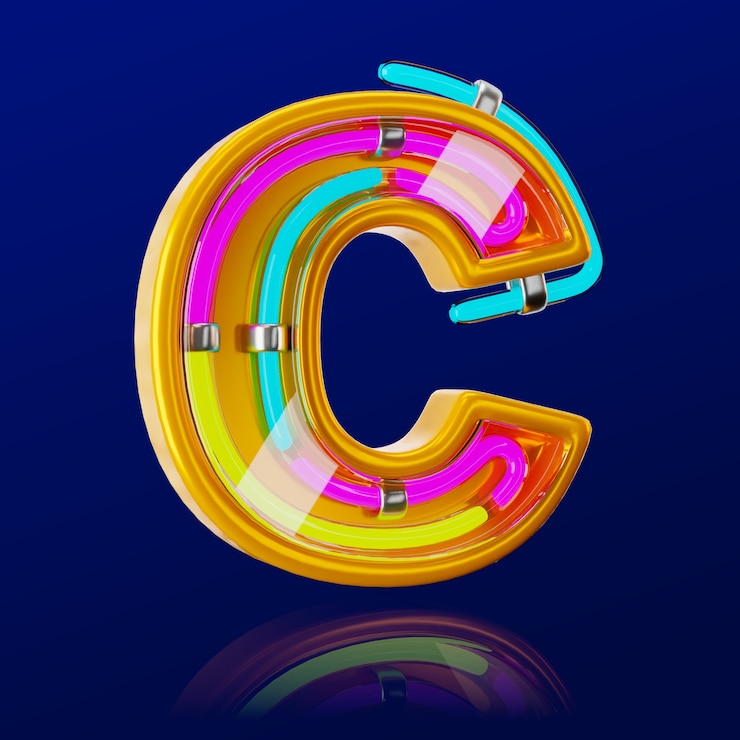 Kostenlose PSD 3d-rendering des neonbuchstaben-symbols