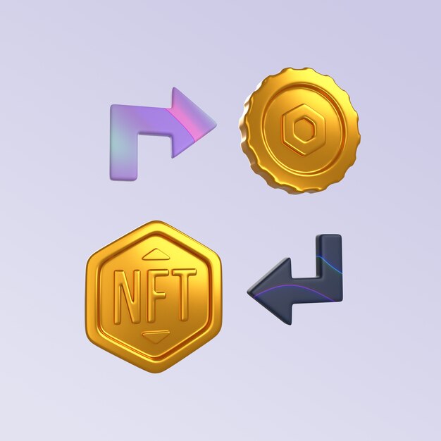 3D-Rendering des NFT-Icon-Designs