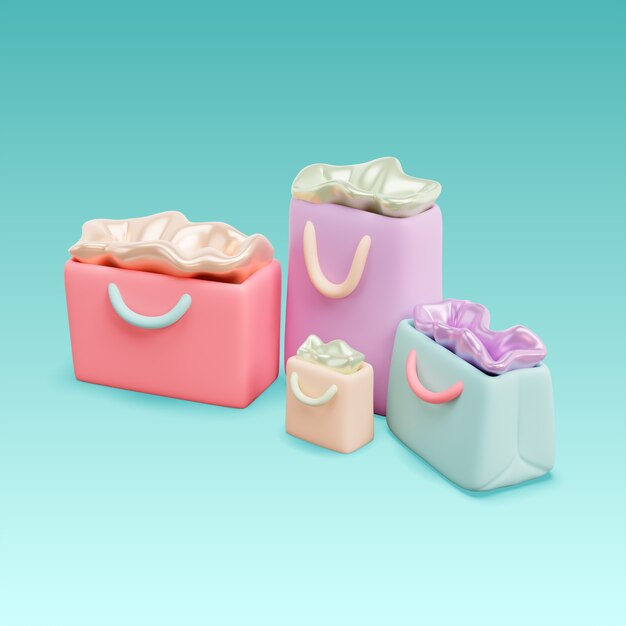 3D-Rendering des Online-Kauf-Symbols