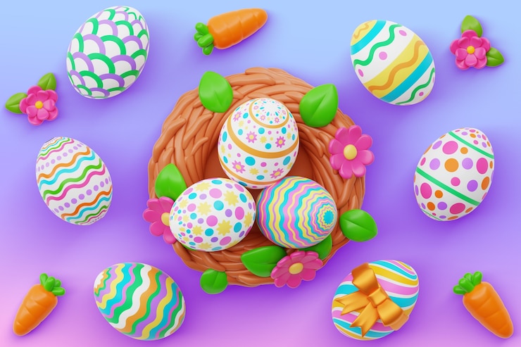 Kostenlose PSD 3d-rendering des ostern-hintergrunds