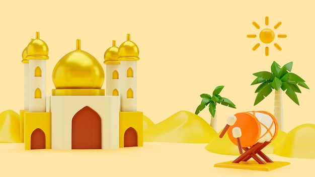 3D-Rendering des Ramadan-Hintergrunds