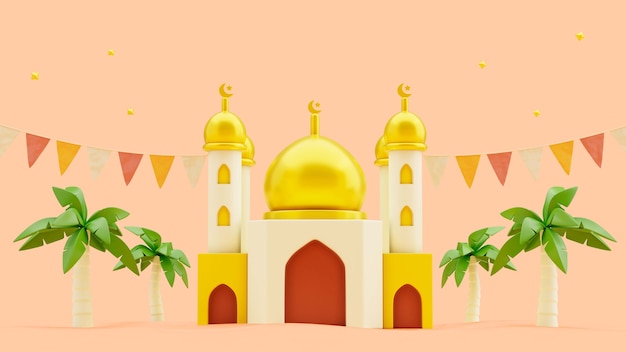 3D-Rendering des Ramadan-Hintergrunds