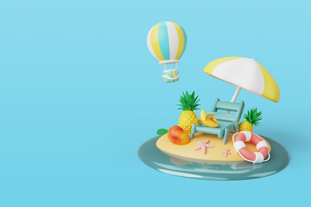 3D-Rendering des Sommer-Hintergrunds