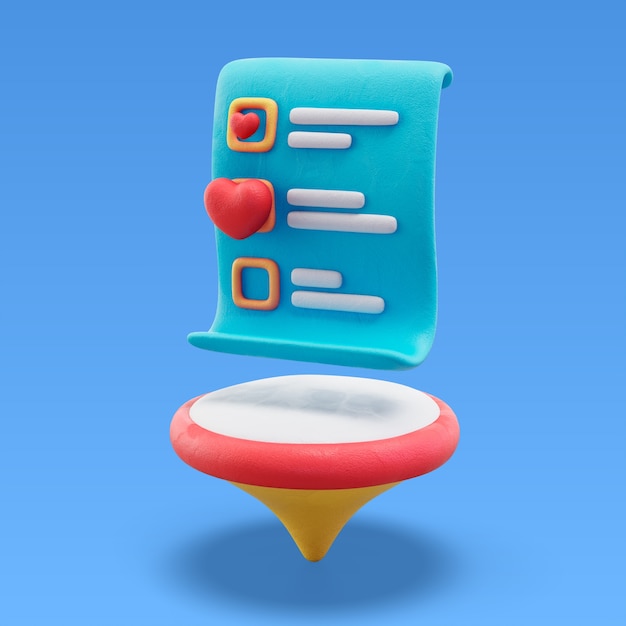 3D-Rendering des Standort-Symbols der Stecknadel