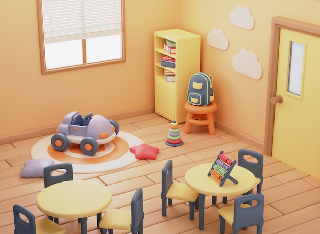 Kostenlose PSD 3d-rendering einer kindergarten-illustration