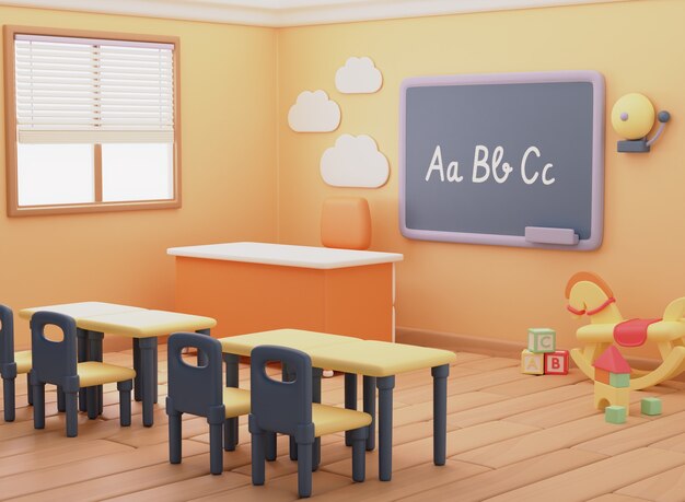 3D-Rendering einer Kindergarten-Illustration